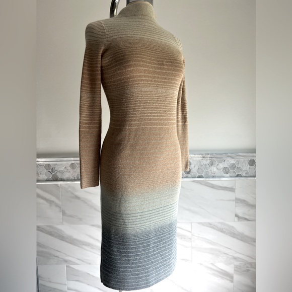New Ann Taylor Ombre Almond Aqua Lurex Sweater Dress Sz PS - Picture 5 of 16